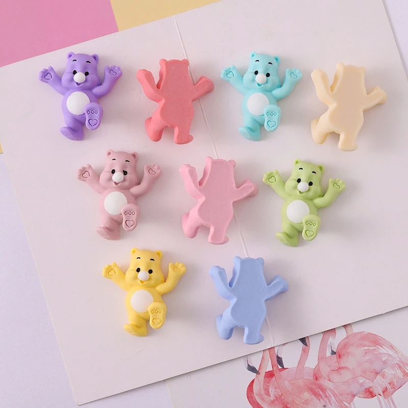 10PC Cute Cartoon Bear Series Resin Accessories DIY Hairwear Jewelry Brooch Decorative Material Scrapbook Phone Key Chain Crafts