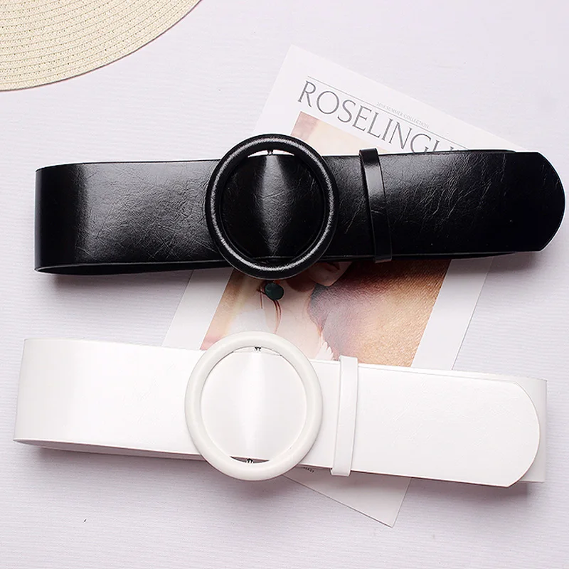 Clothing accessories 2020 New Women Big Ring Wide Leather Belt For Top Quality Strap Jeans Feminine Woman Round Buckle Belts