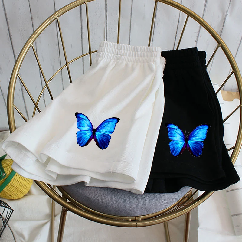 Elastic waist casual beach pants party size high waist girls cute butterfly printed sports shorts female summer women Y2k Shorts