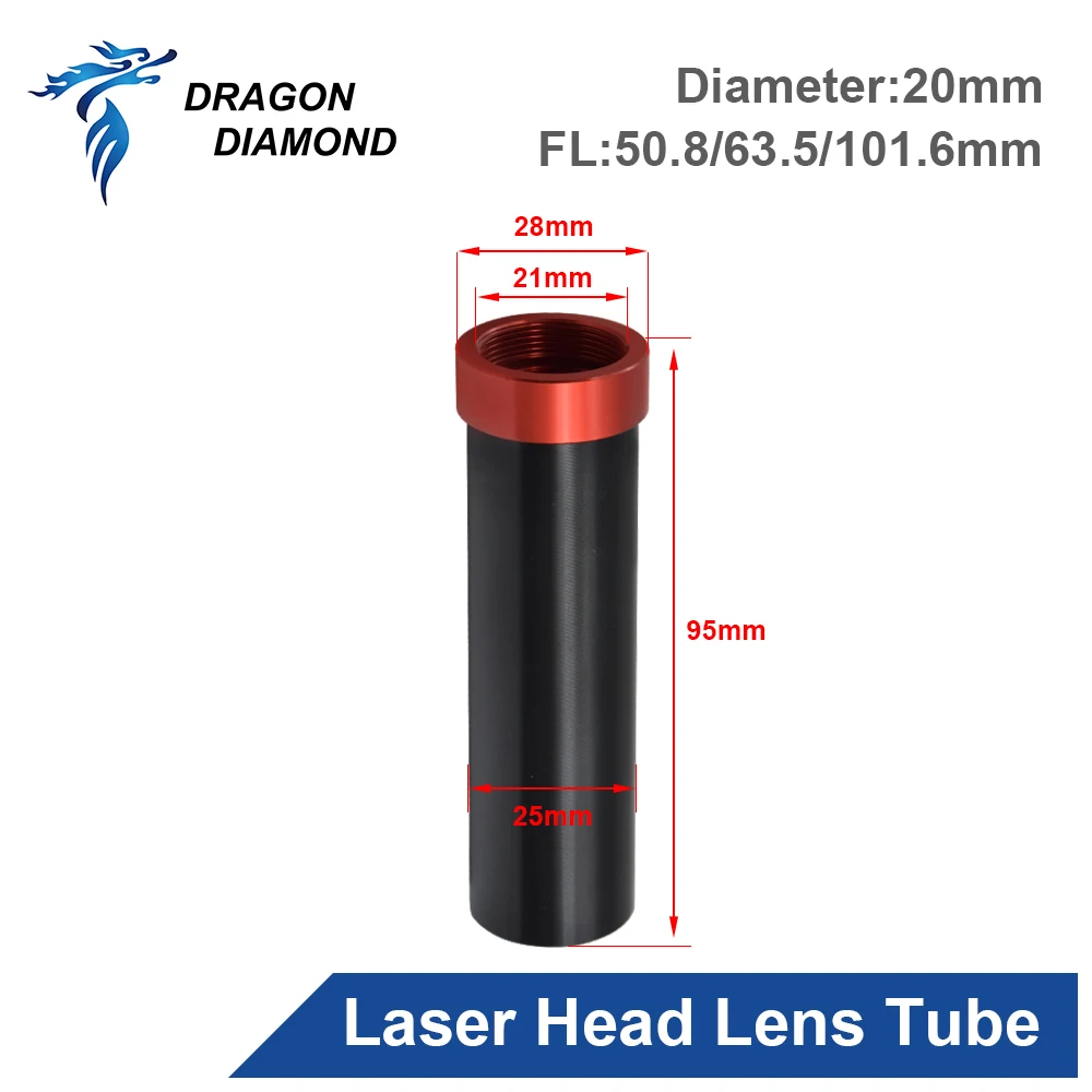 CO2 Laser Head Lens Tube + Air Nozzle Outer Diameter 25mm for Lens Dia.20 FL 50.8/63.5/101.6mm for CO2 Laser Cutting Machine