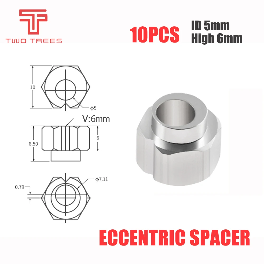 10pcs 6 millimetri Eccentrico Spacer applicare V-Slot rail V-Ruote per stampante Reprap 3D OX/ shapeoko CNC FAI DA TE parti di stampa stampato