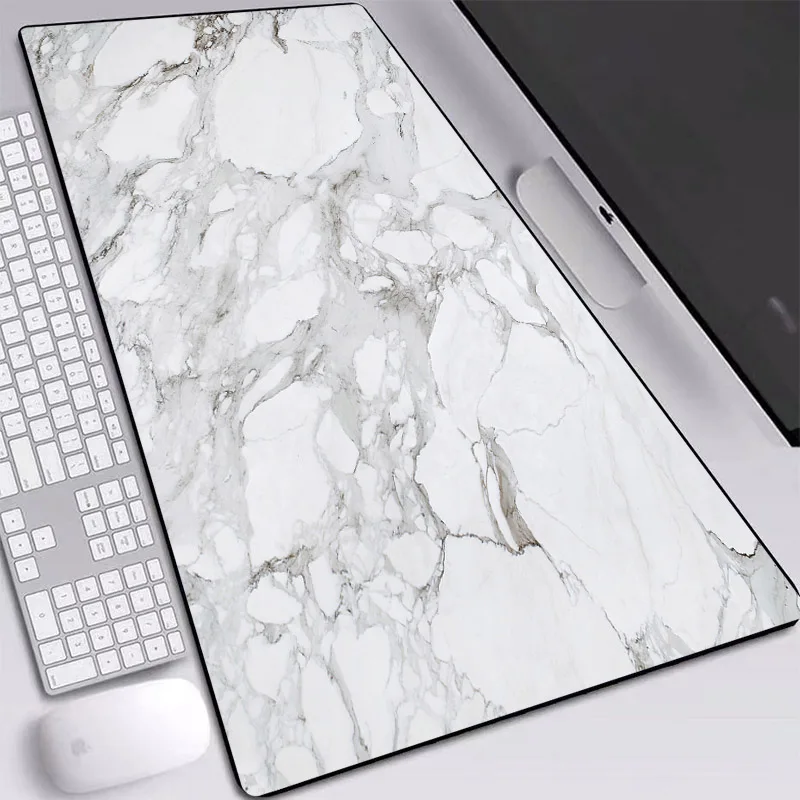 Marble Pattern Full Desk Mice Mats with Natural Rubber Long Desktop Laptop Pads Precision Seam Gaming Mouse Pads for Office Desk