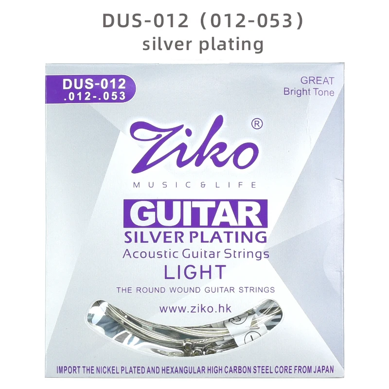 Ziko Gitarren saiten. Dus-Serie 010-101-03-053 Versilberung material. Akustische Gitarren saiten 1-6 Saiten.