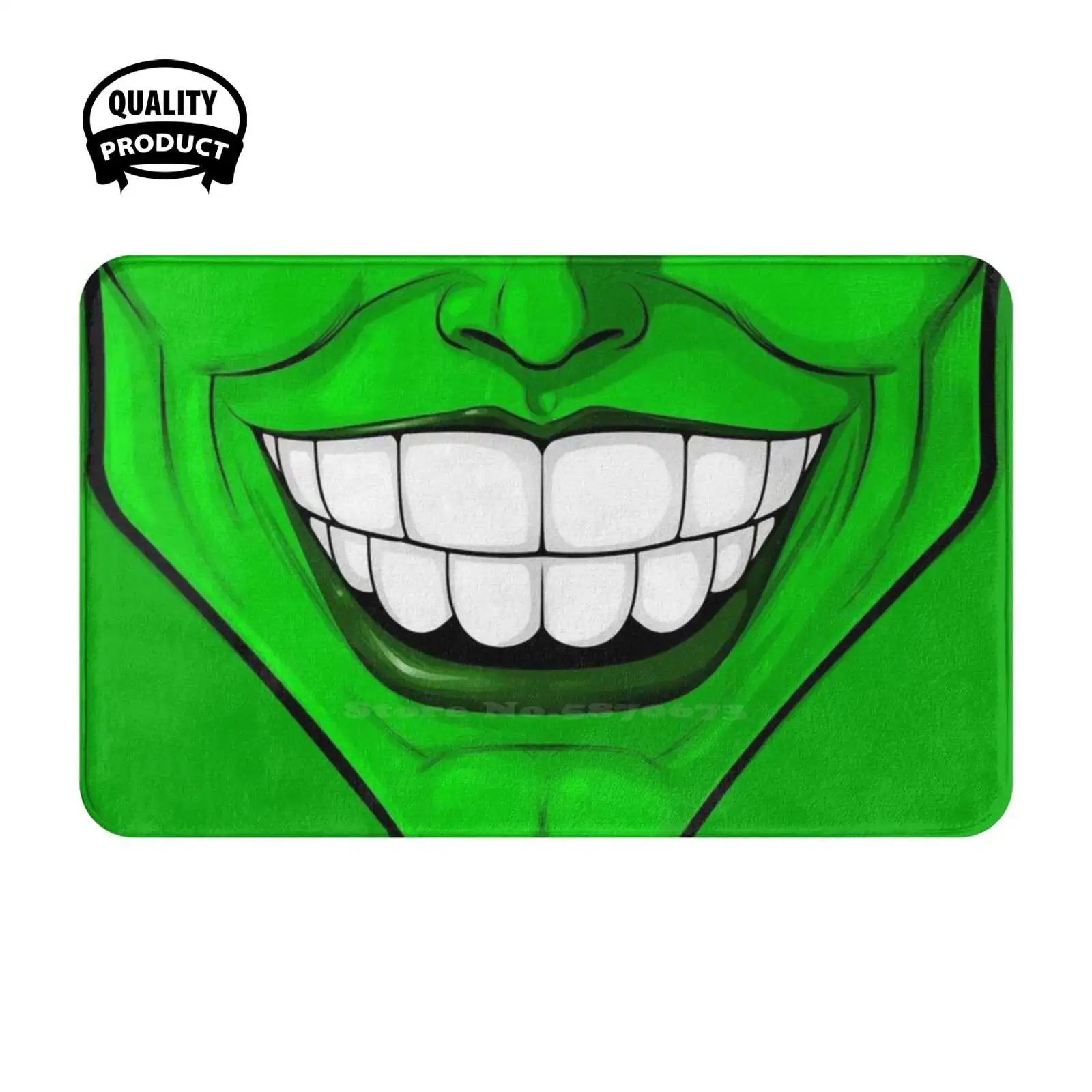 Green And Funny Comic Millo Masks Soft Cushion Home Carpet Door Mat Car Rug Green Funny