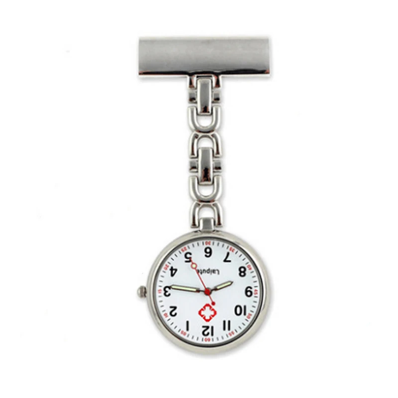 Reloj de bolsillo luminoso para enfermera, reloj de acero inoxidable con solapa y movimiento de cuarzo, nombre grabado de alta calidad, accesorio de moda Unisex