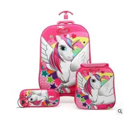 Kids Rolling Bag 3D EVA trolley suitcase for boys Cartoon Children school Wheeled backpack Set Kid's Trolley Bags with wheels