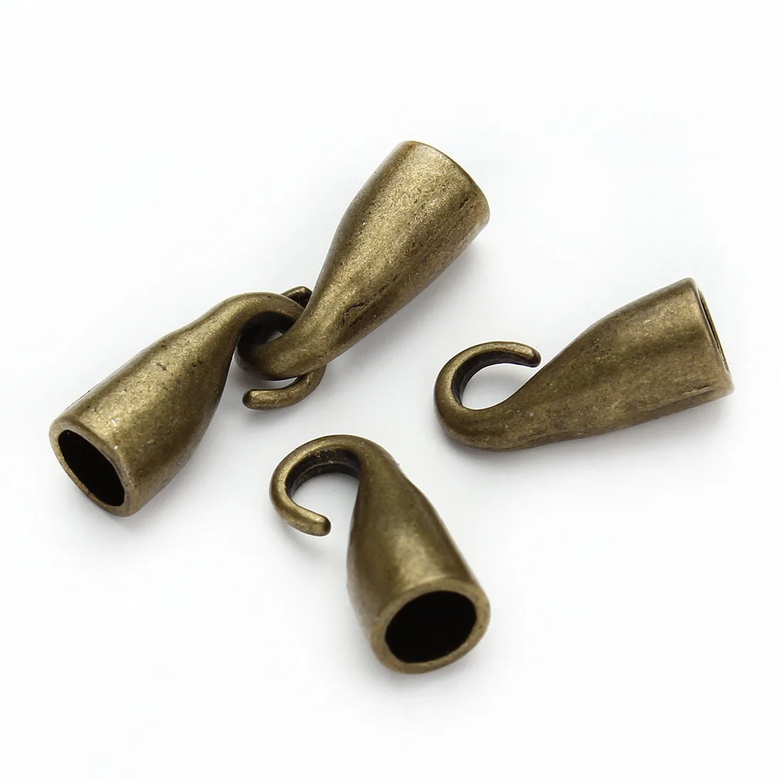 10pcs/lot Antique Bronze Silver Color End Caps Tips Hooks fit Round 5mm Leather Cords Ropes Connector DIY Jewelry Making