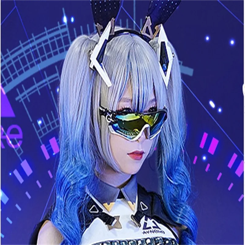 Anime Game Honkai Impact 3 COSPLAY Bronya Haxxor Bunny Theme Series COS Wig Laser Reflective Sunglasses 100% Restored Game