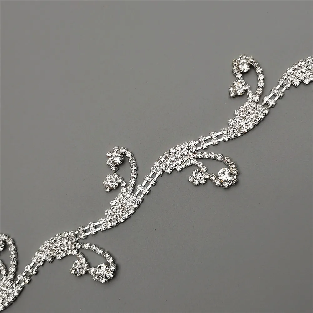 12 Inches Rhinestone Crystal Chain Flower Bling Diamante Diamond Trim Ribbon Gem Sparkle Wedding Dress Necklace Decoration