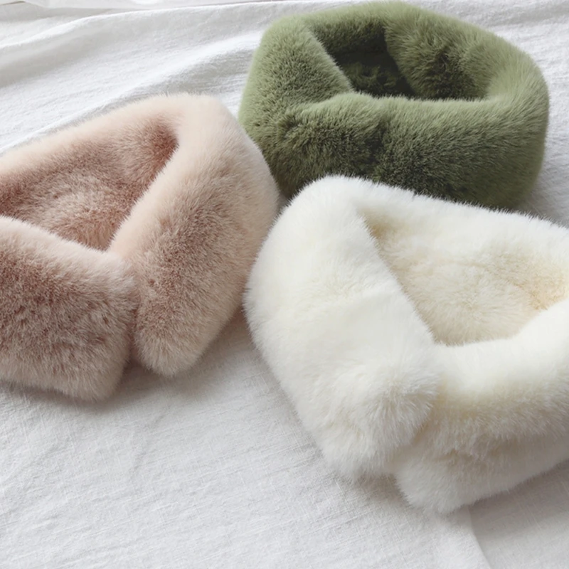 Fleece Neck Warmer Faux Mink Fur Collar Scarf Coat Collar Fur Soft Plush Girl Scarf Winter Imitation Mink Fur Casual M6CD
