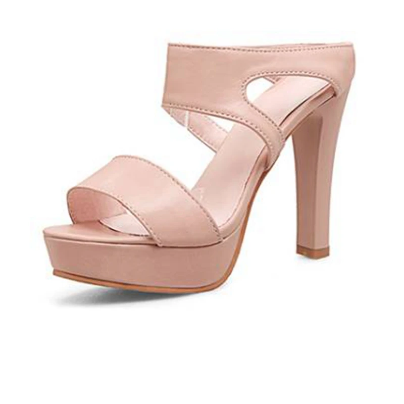 Sandali da donna pantofole tacchi quadrati da donna scarpe Big Size 33-46European open toe Fashion Party wedding Summer tacchi alti C35