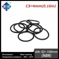 5 PCS / Lot Nitrile Rubber Black NBR CS 4mm OD 52/55/60/65/70/75/80/85/90/95/100*4mm O Ring Gasket Oil resistant waterproof