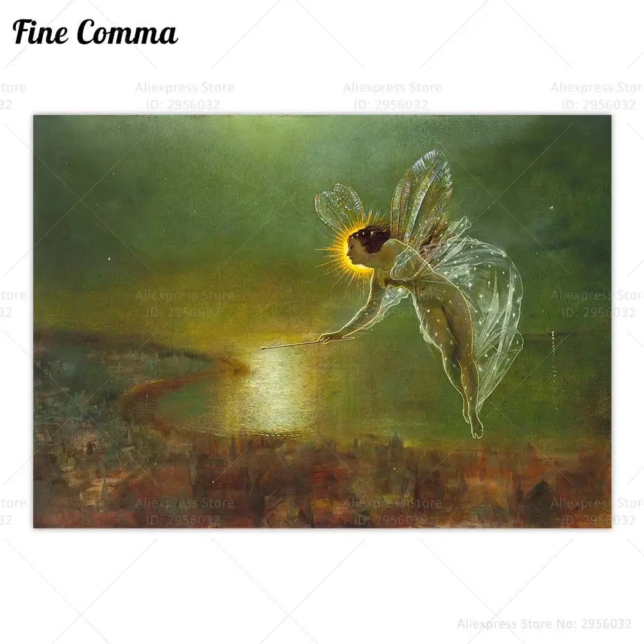 Vintage Poster Spirit of the Night John Atkinson Grimshaw Fairy Painting Canvas Print Magical Goddess Wall Art Home Decor