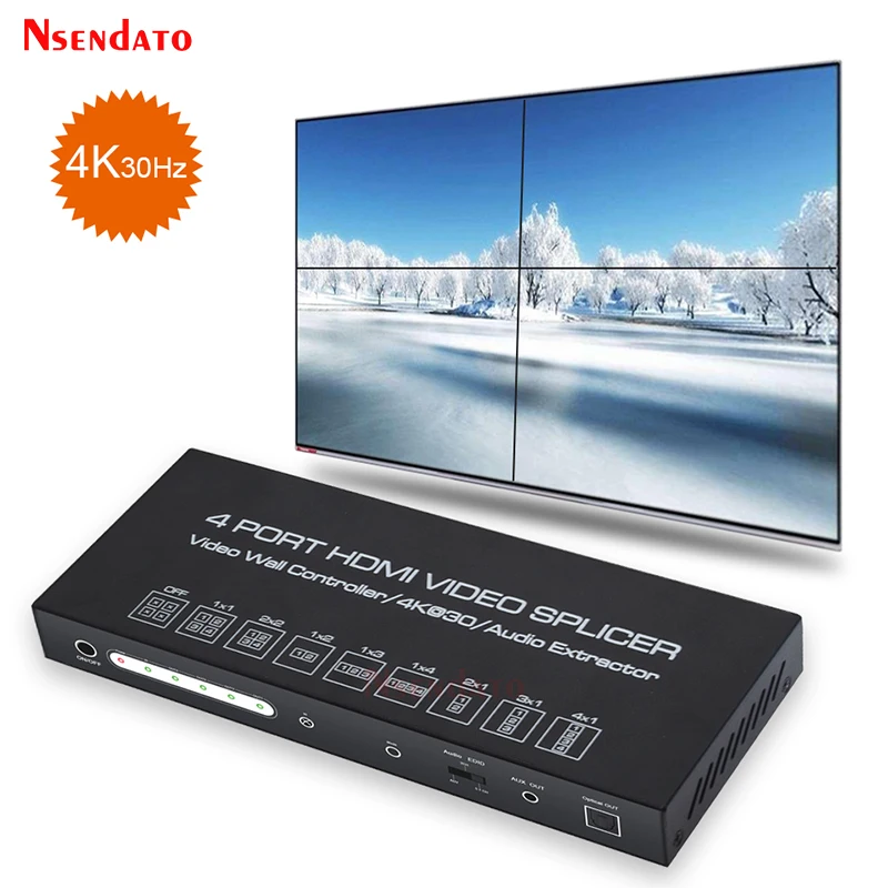 2X2 telewizor z dostępem do kanałów kontroler ściany wideo procesor Splicer 4K 1x2 1x3 1x4 2x1 3x1 4x1 HDMI Audio wideo Splicer przejściówka z IR