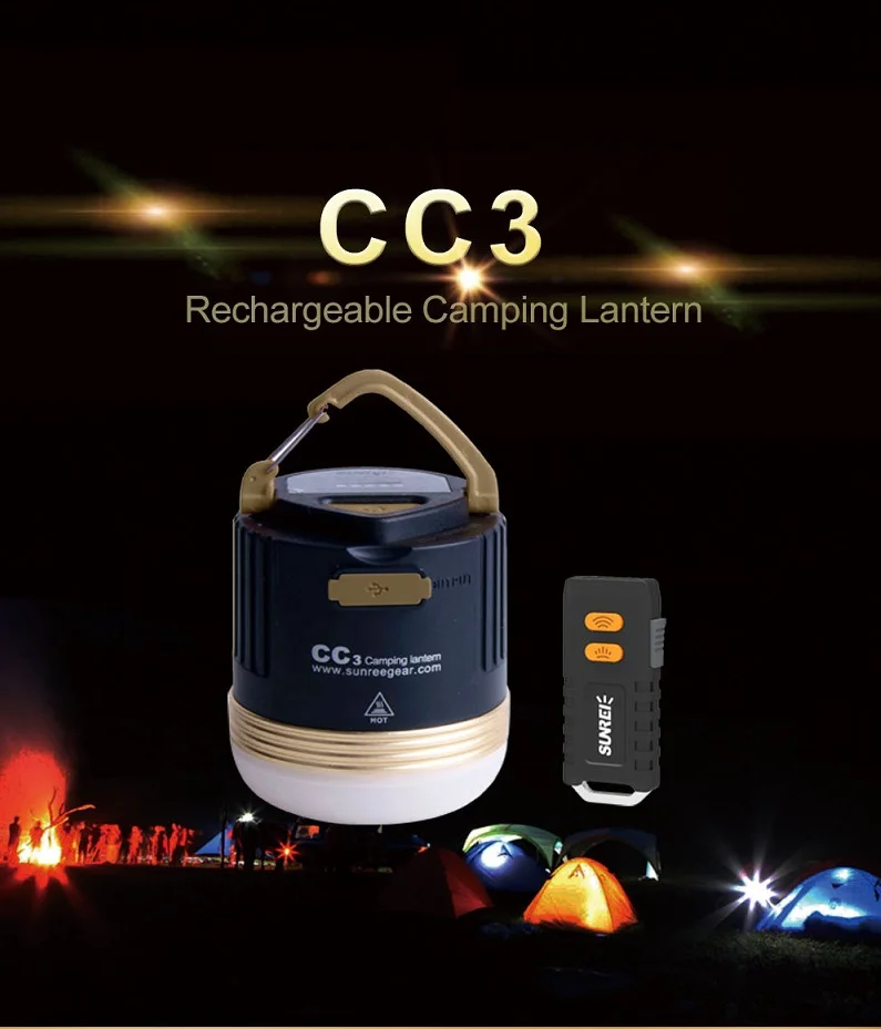 

SUNREI CC3 Rechargeable Outdoors Camp Lamp Emergency Lamp Portable Waterproof Climbing LED Lantern Solar USB 9900mAh Battery