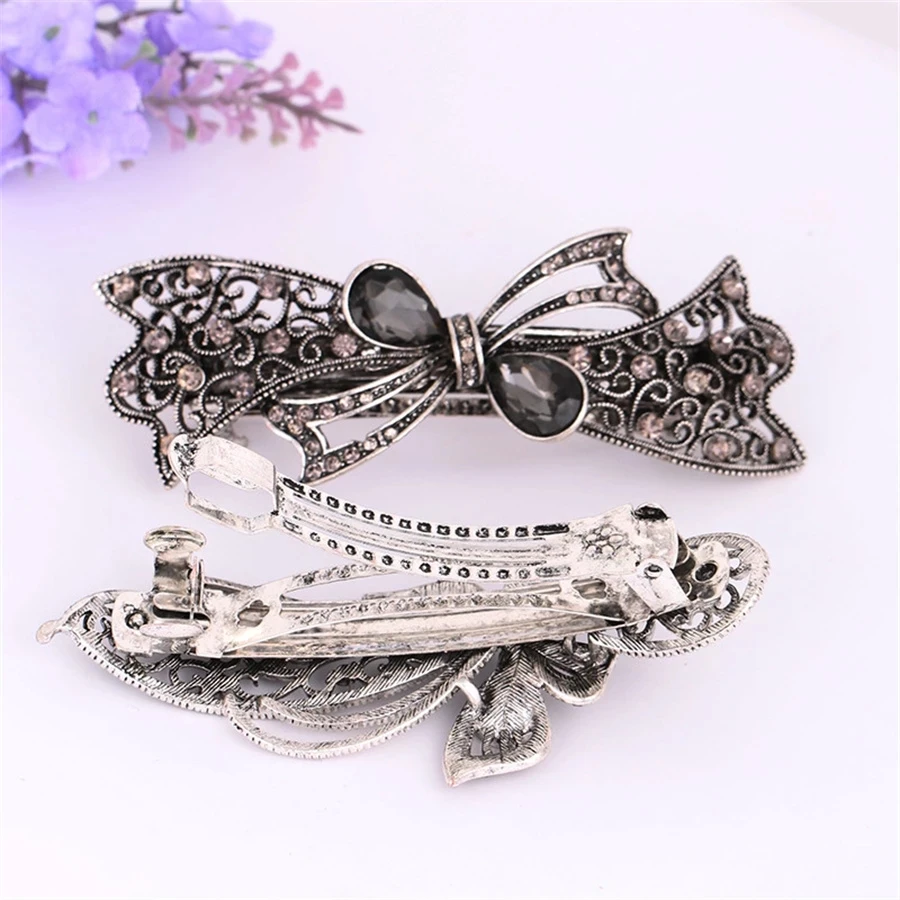 Fashion Shiny Crystal Hair Clips Vintage Spring Hairpins Leaf Flowers Barrettes Elegant Women Headwear Luxury Hair Accessories