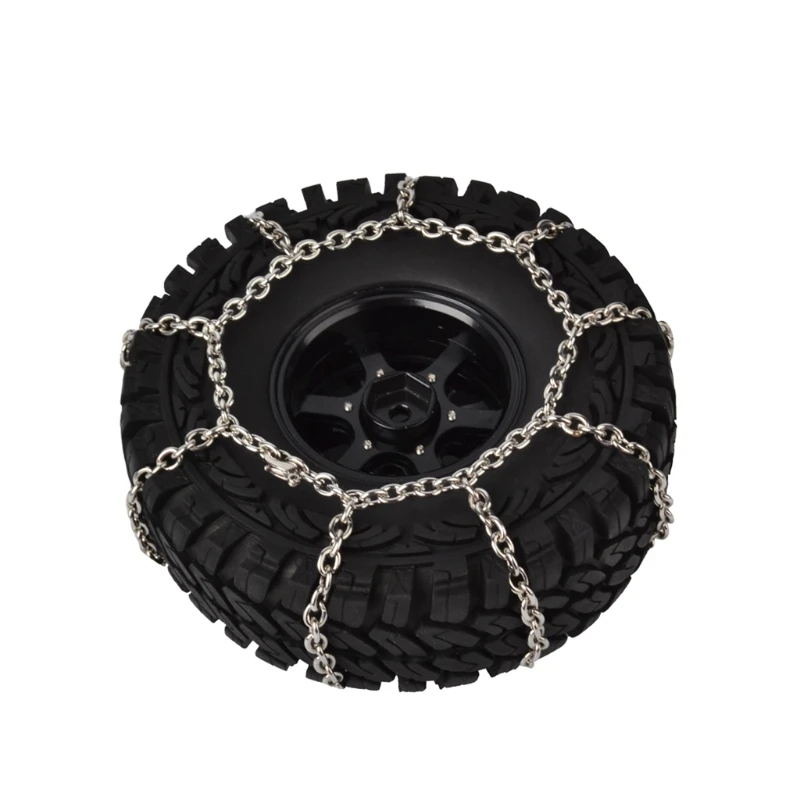 4Pcs Metal 120mm 1.9Inch Tires Snow Chain for 1/10 RC Rock Crawler Traxxas TRX-4 TRX4 Axial SCX10 90046