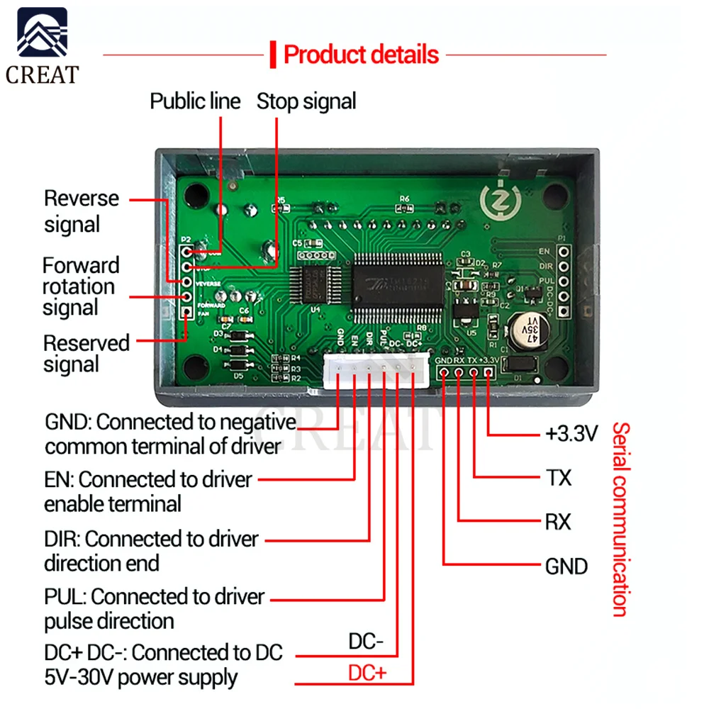 ZK-SMC01 42 57 Stepper Motor Controller Positive and Reverse Angle Pulse Speed Control Board Programmable PLC Serial