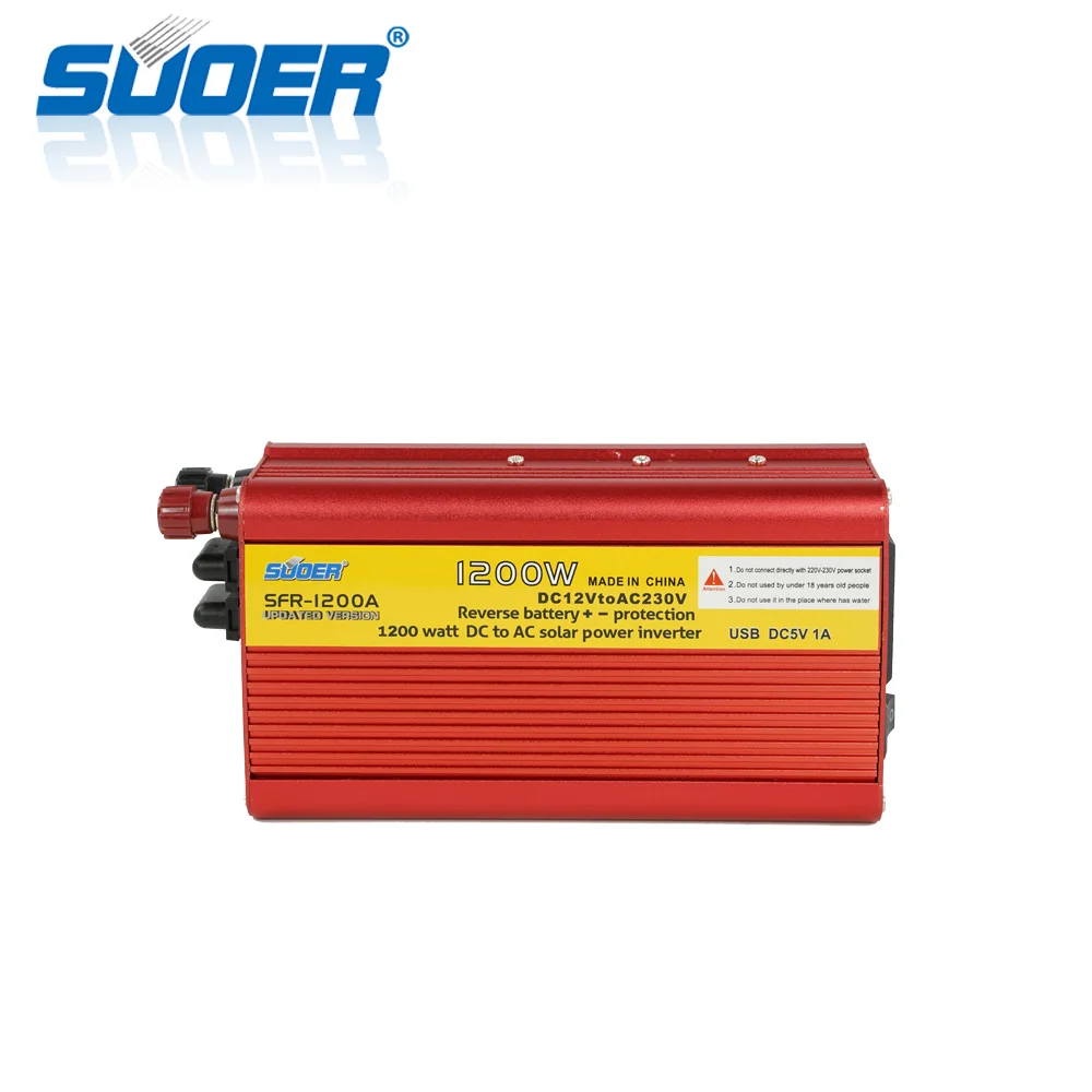 Suoer【 modified Sine Wave Inverter 】 Solar power DC AC 12V 220V 1200W Off Grid Inverter (SFR-1200A）