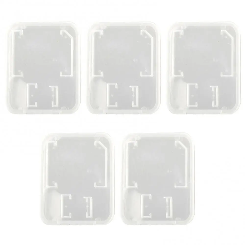 5Pcs Clear Plastic Memory Card Case stick TF Card Storage Box Holder