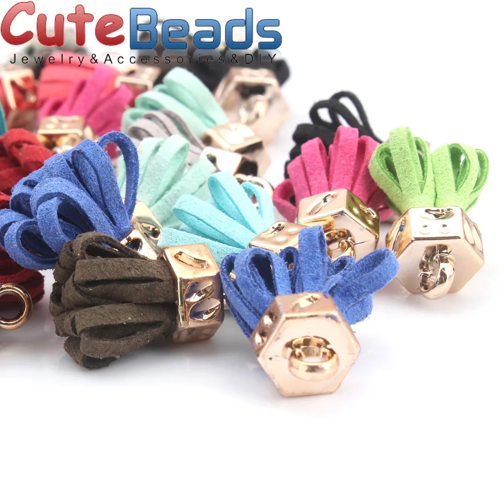 

Free shipping 25mm crown leather suede tassel DIY keychain mobile phone earrings pendant jewelry handmade 20 pieces / batch colo