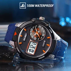 100m Waterproof Swim Sports Watches SKMEI Brand Military Men Wristwatches 3 Time Stopwatch Alarm Digital Clock Relogio Masculino