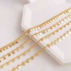 Plated 14K True Gold Filled Color Retention Copper Star Heart Round Bead Necklace Chain DIY Jewelry Making Accessories Findings