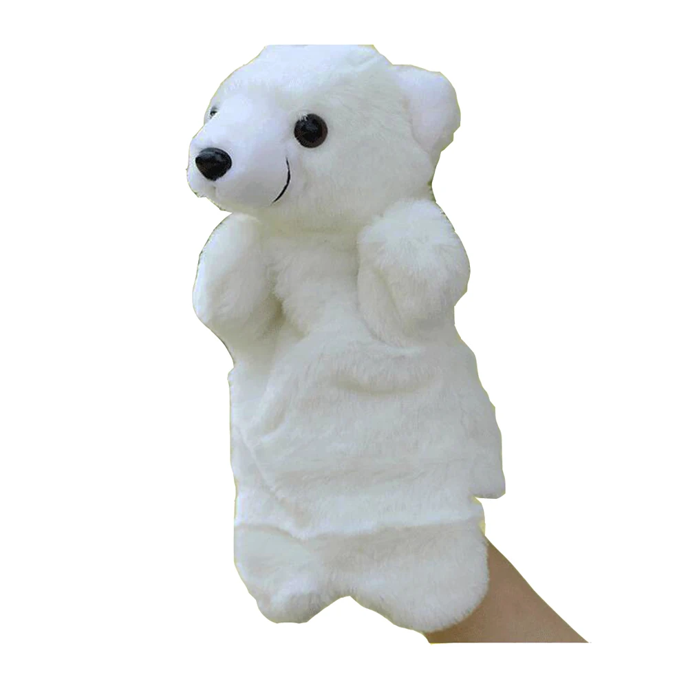 Marionnette à main d'ours polaire blanc pour enfants, jouet en peluche