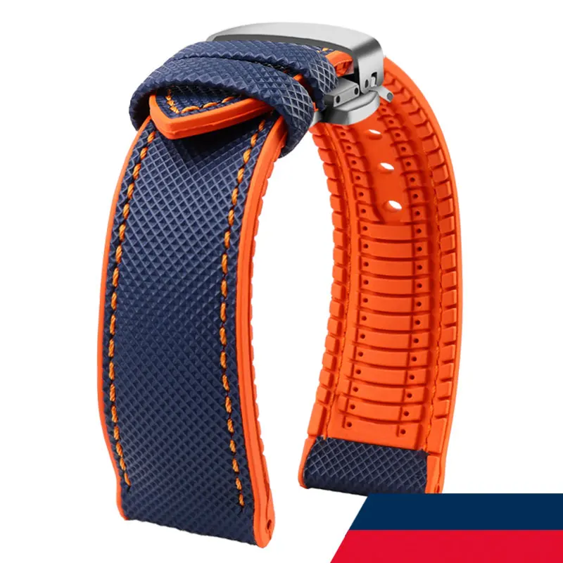 Carbon fiber rubber watchband 19 20mm 21mm 22mm 23 24mm for Longines Seiko omega Hamilton silicone strap wristband accessories image 3