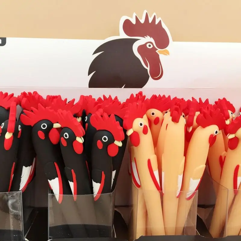1PCS Cartoon Animal Full Silicone Gel Pen Cute Big Cock 0.5mm Black Ink Pen Novelty Kawaii Stationery Office Pretty Lovely Gifts