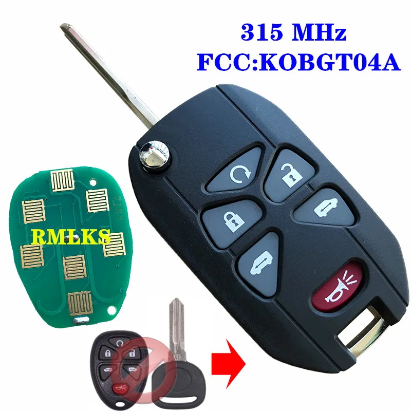 Odwróć składany klucz zdalny OUC60270 KOBGT04A 315MHz ID46 Chip dla buicka dla chevroleta dla cadillaca Pontiac Saturn Uncut Blade