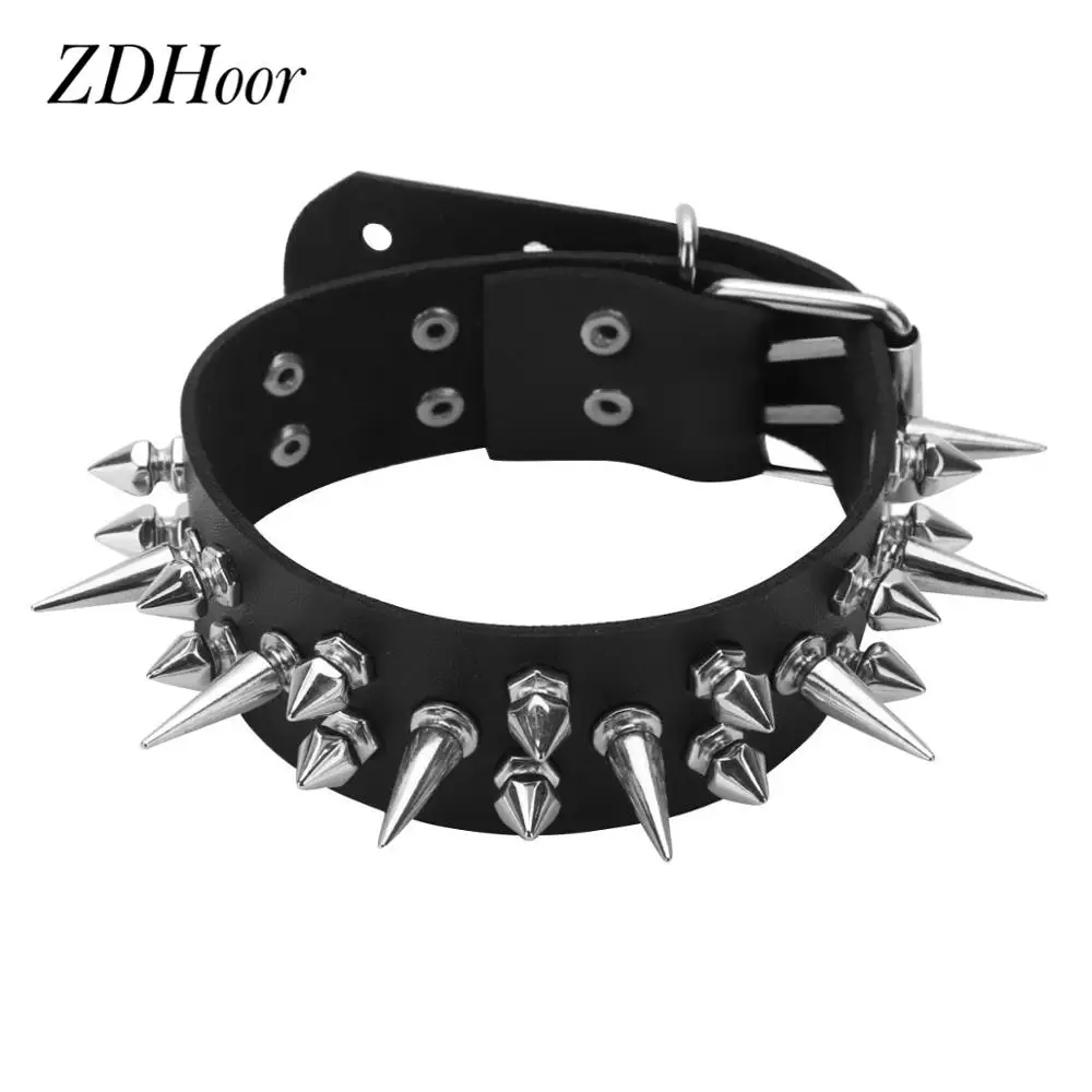 Unisex Punk Gothic Sexy PU Leather Adjustable Choker Necklace Neck Collar with Rivets Rock Club Party KTV Jewelry Accessories