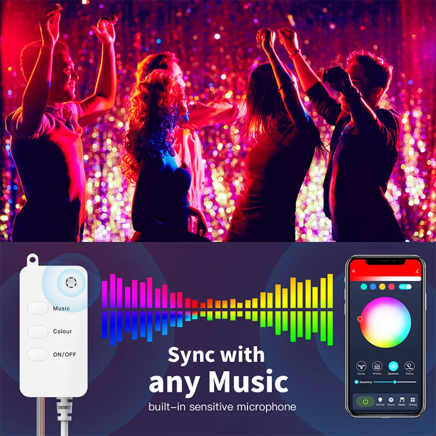 Smart Bluetooth Led String Light Outdoor RGB WiFi Connection String Garland Waterproof Remote Control Christmas Tree Fairy Light