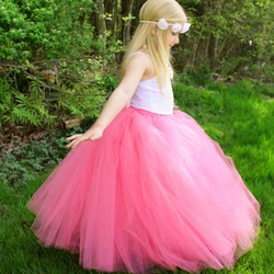 Girls Pink Long Tutu Skirts Kids Tulle Skirt Pettiskirts Underskirtd Children Birthday Party Costume Wedding Photography Skirts