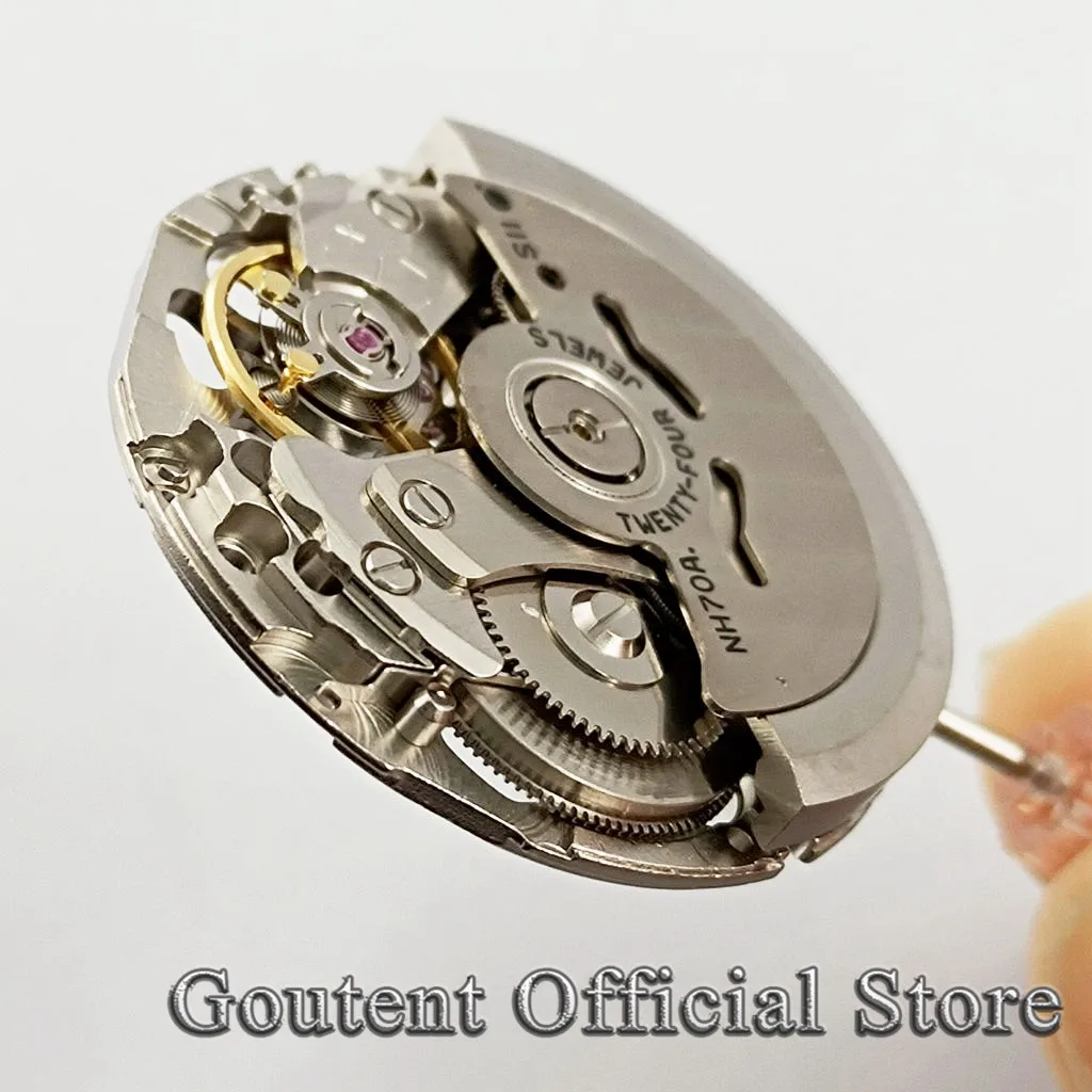 24 Jewels Mechanical Hollow NH70 Automatic Watch Movement 21600bph Replacement Whole Movement Spare Parts Accessories