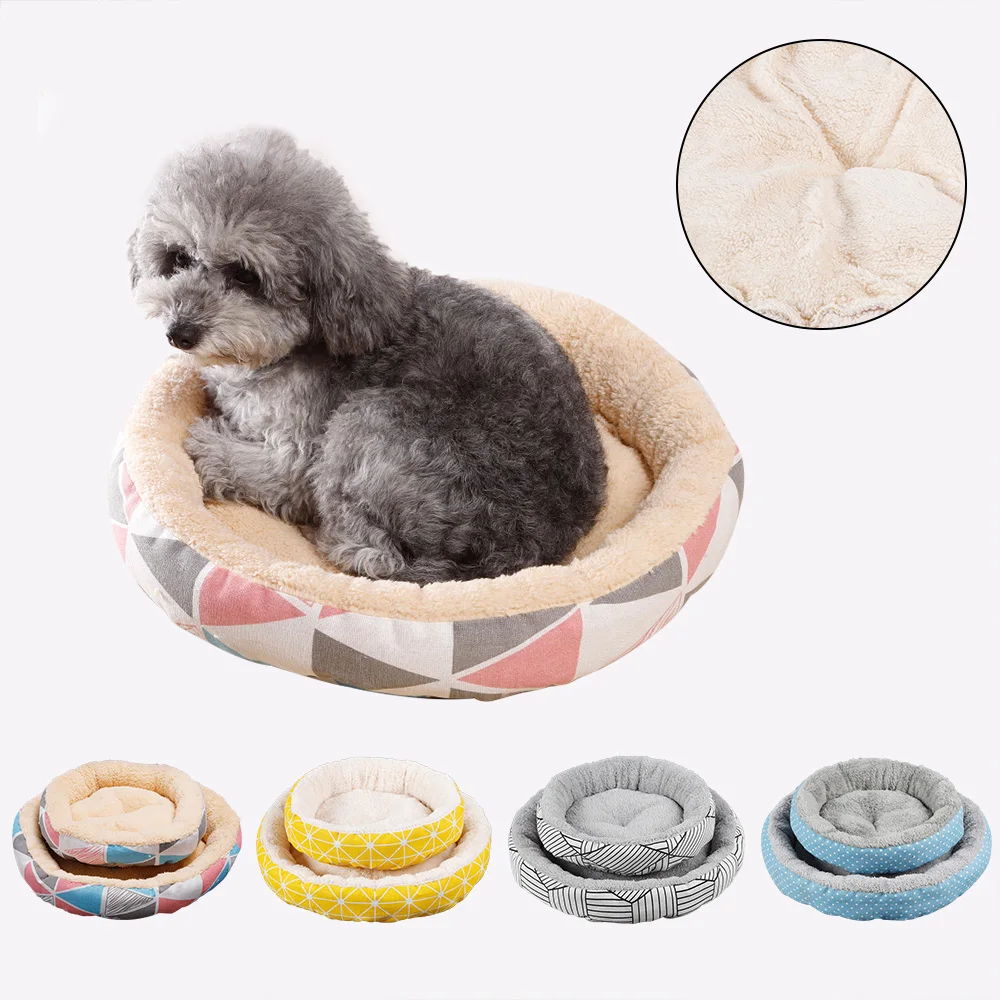 

Soft Dog Bed Warm Kennel Washable Pet Floppy Extra Comfy Plush Rim Cushion and Nonslip Bottom dog beds for small dogs House