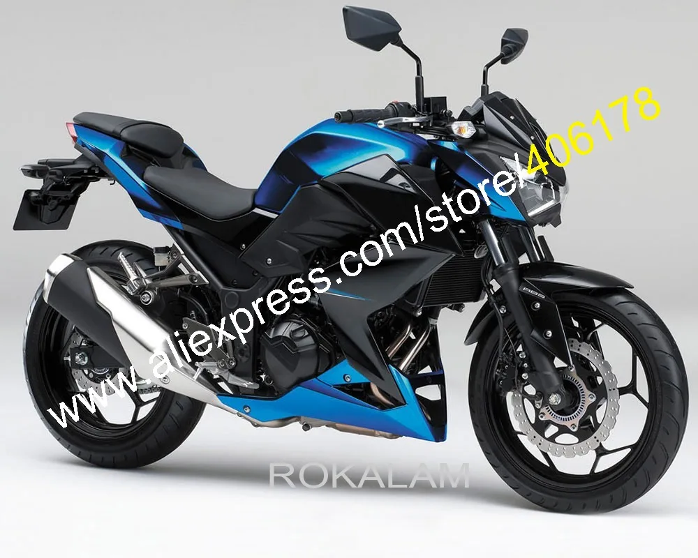 

For Kawasaki Z250 2015-2016 Z-250 Z300 15-16 Z-300 Blue Black Sportbike Bodywork ABS Fairing Kit (Injection Molding)