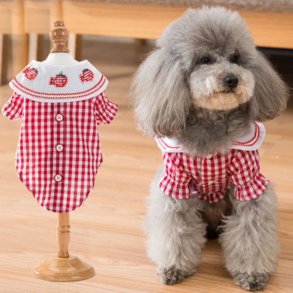 

Miflame Elegant Dogs Shirts Plaid Puppy Vest Shirt For Puppy Clothes Schnauzer Clothes Summer Female Dogs Costume Pet T-shirts