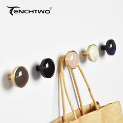 Natural Stone Gold Brass Clothes Hook Bathroom Kitchen Hallway Wall Hangings Hooks And Furniture Cabinet Door Handle Drawer Knob