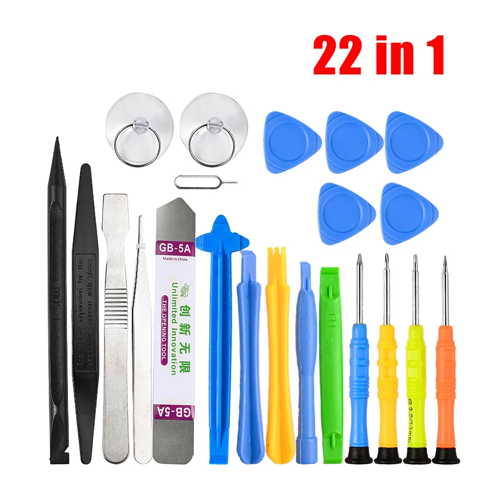 22 in 1 Mobile Phone Repair Tools Kit Spudger Pry Opening Tool Screwdriver for iPhone iPad Laptop Computer  Set  Hand Tools