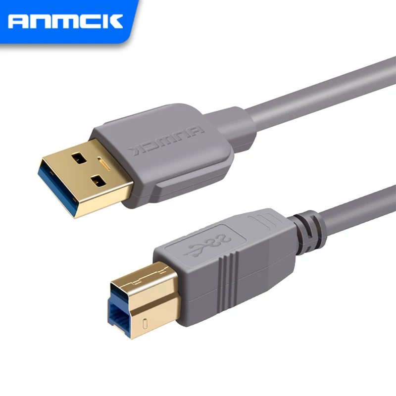 Anmck USB 3.0 Data Cable USB A Interface to Square Port Print Line For Sound Card Scanner Printer Optical Drive Fax Machine