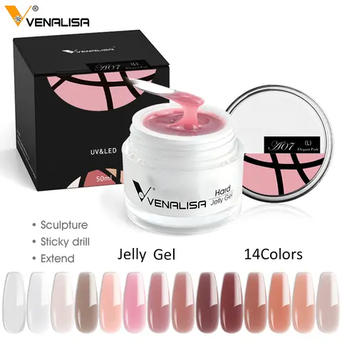 하드 젤리 네일 연장 젤, 프랑스 네일 아트, DIY Venalisa 네일 젤, 투명 천연 위장 색상, 유리 섬유, 15ml