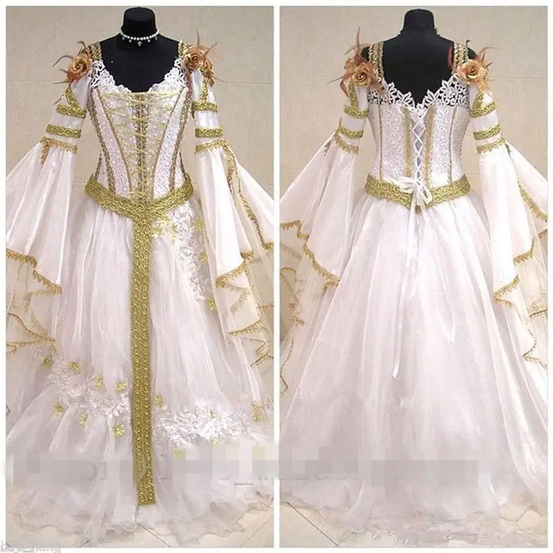 gold medieval wedding dress Medieval Champagne Blush Wedding Dress, Unique Game Of Thrones Style E –  Lives of Sirens main image 1