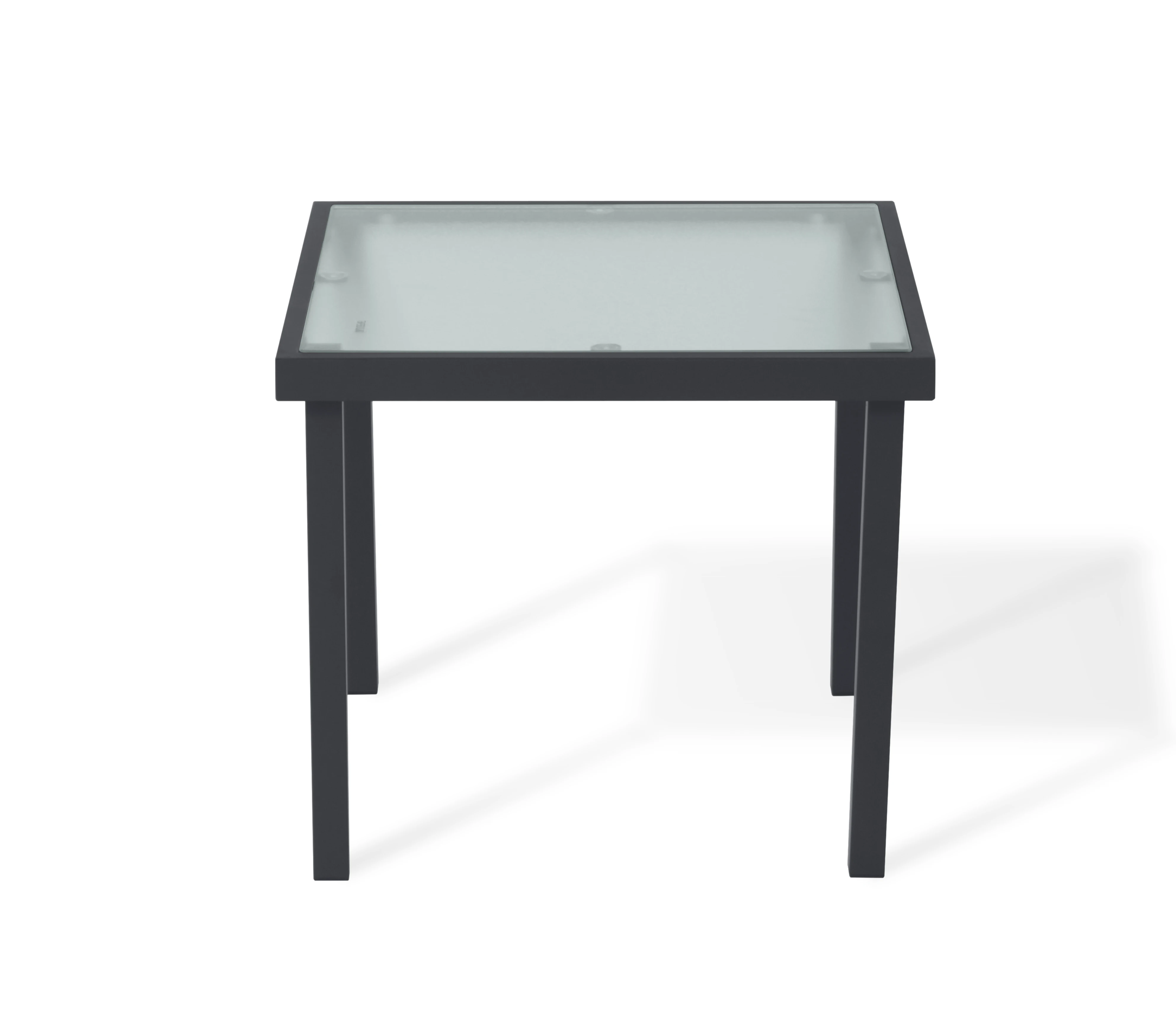 Sigtua Tempered Glass Coffee Table for Indoor and Outdoor Use Garden Furniture Carbon Steel Frame Tea Table(44x44x38cm)