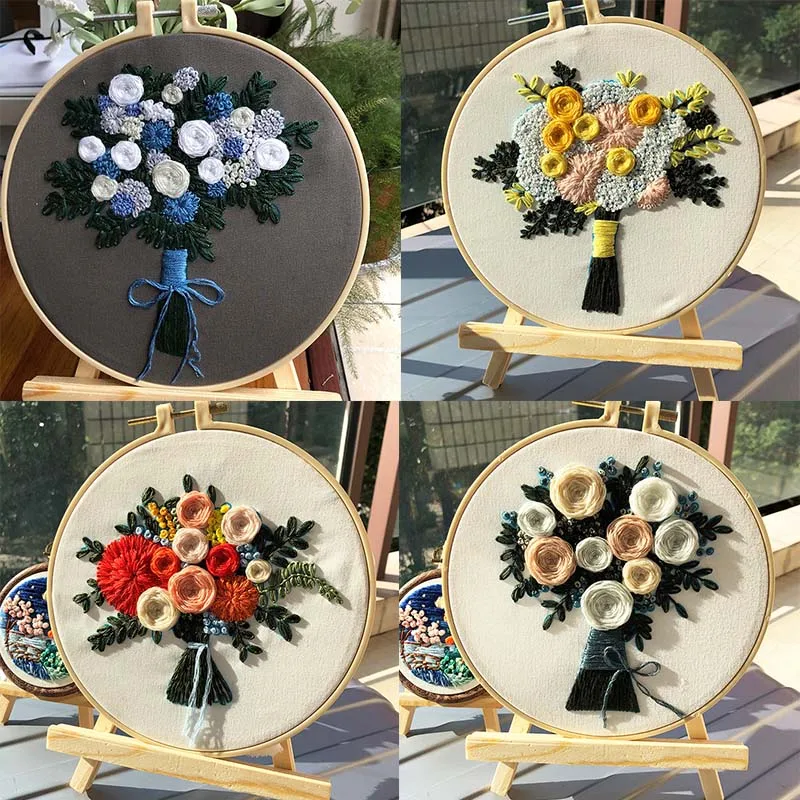 Beautiful Flowers Embroidery Materials Package DIY Handcraft Cross Stitch Supplies European Embroidered Accessories Decor