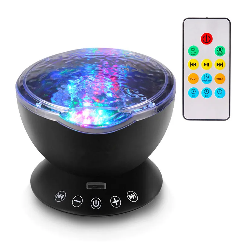 Colorful water Waves lighting effect Projector Lamp Ocean Wave Projector Led Night Light Rechargeable USB LED Music sleep light