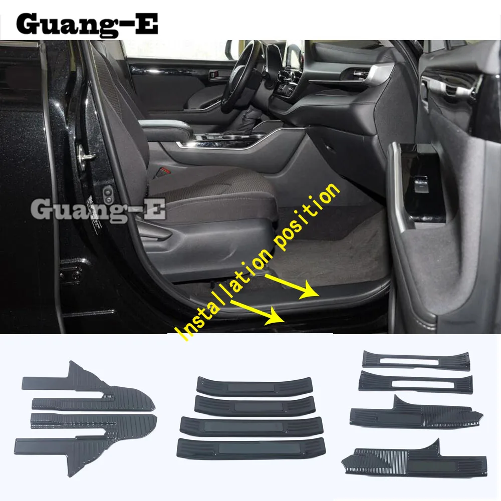 For Toyota Highlander 2020 2021 2022 Car Body Stainless Steel Pedal Door Sill Scuff Plate Exterior Inner Built Threshold Parts