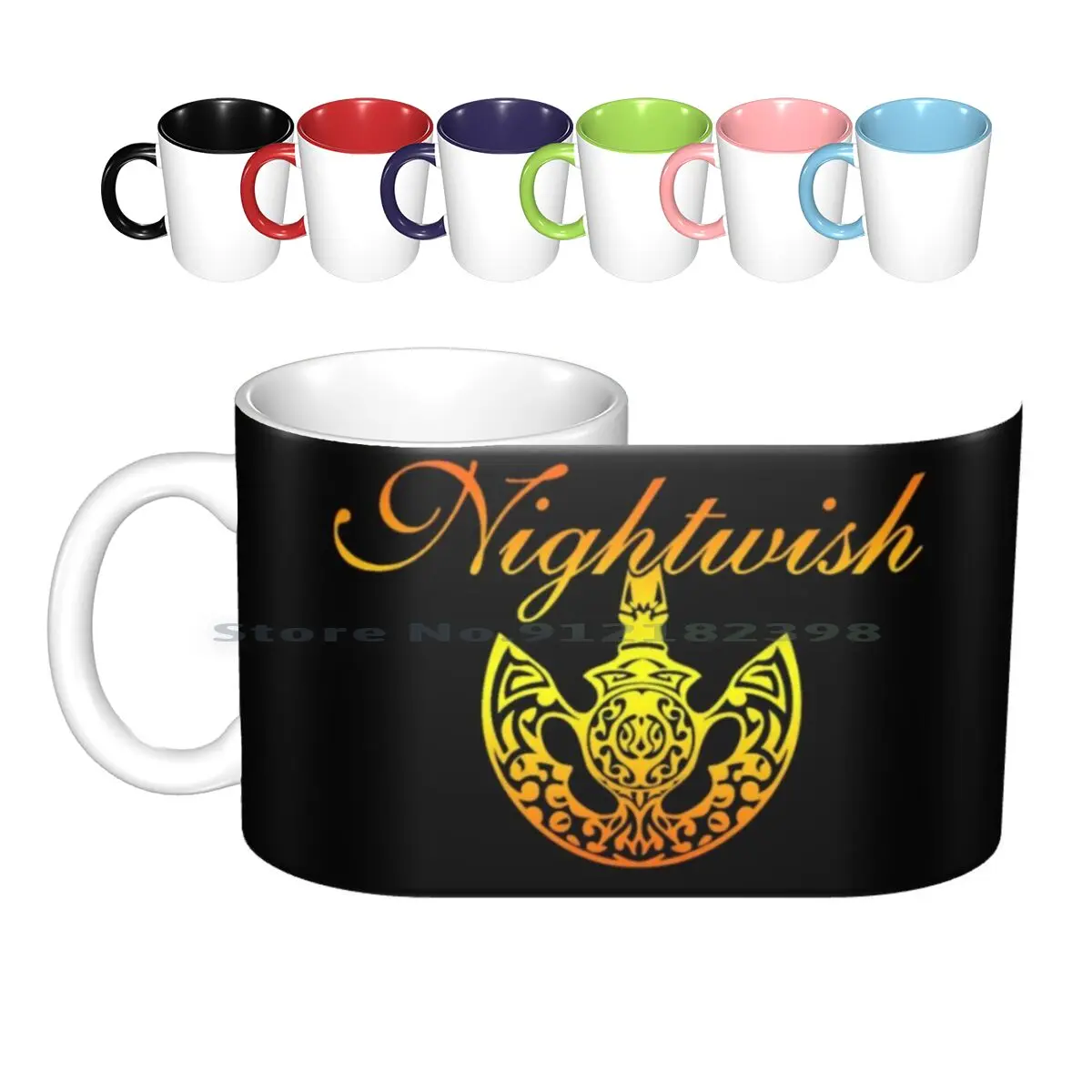 

Керамические кружки Nightwish Logo3 90art, кофейные чашки, Кружка для молока и чая, ночные обои, логотип, металлическая лента, креативные трендовые винтажные