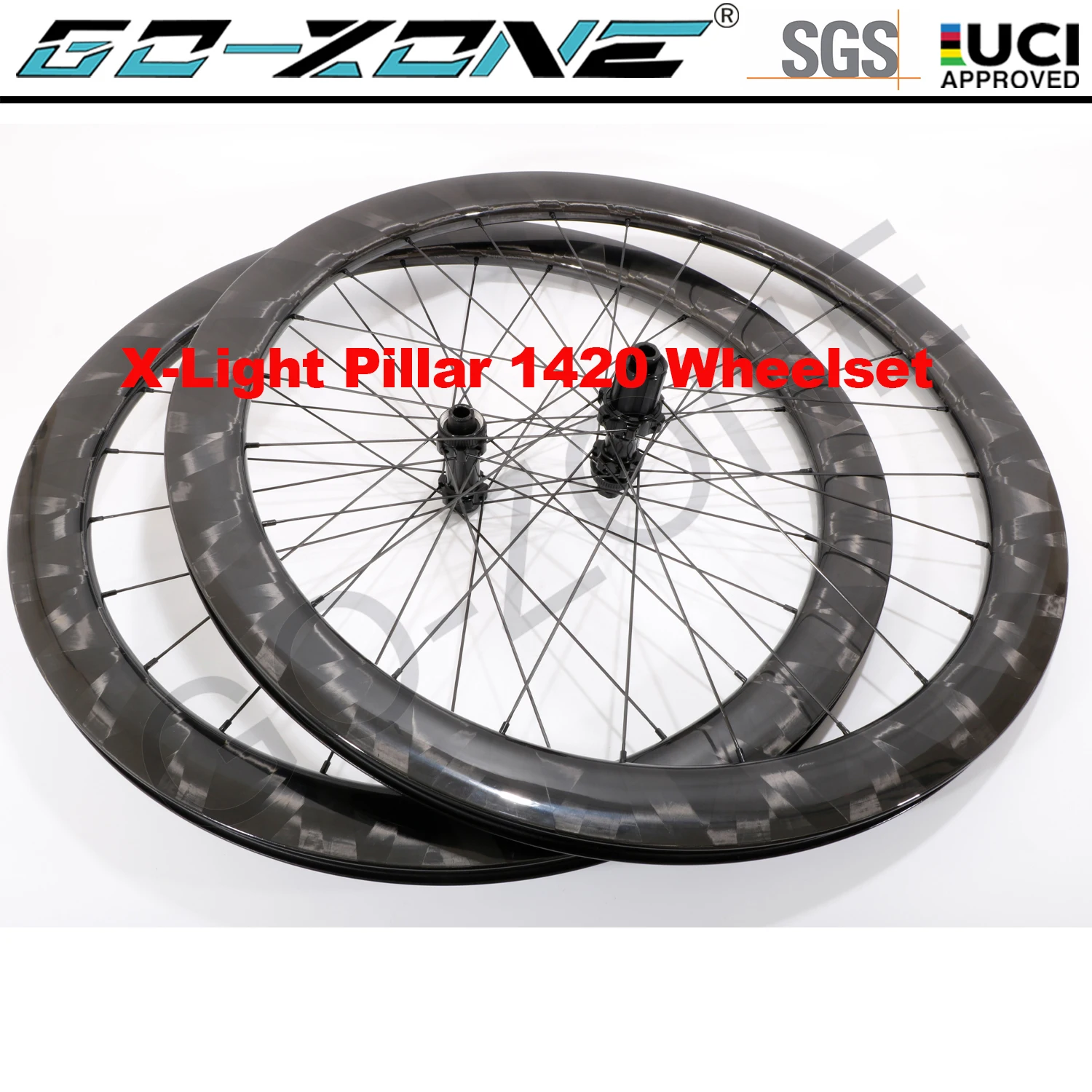 

X-Light Carbon 700c Wheelset Disc Brake Center Lock/6 Bolt Ultra Light U Shape GOZONE PRO4 Pillar 1420 X-Light Road Wheels