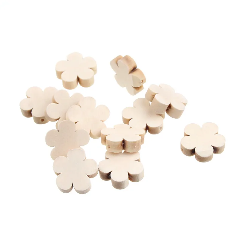 ​Natural Wooden Beads 30pcs 20x20mm Flat Small Flowers Loose Beads Supplies For Jewelry Making Diy Handmade Earrings Accessories